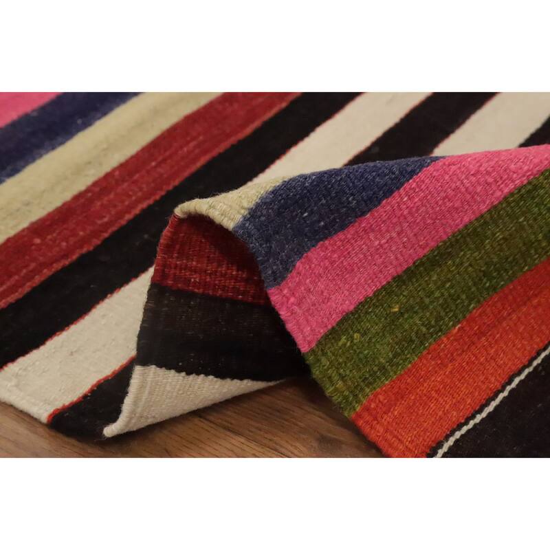 Hand Woven Oriental 100% Wool Carpet Southwestern Geometric Multi-Colored Kilim Area Rug - 9' 9'' X 6' 2''