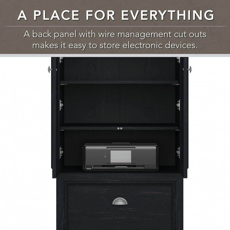 Fairview 60W Desk with Hutch and Storage Cabinet by Bush Furniture