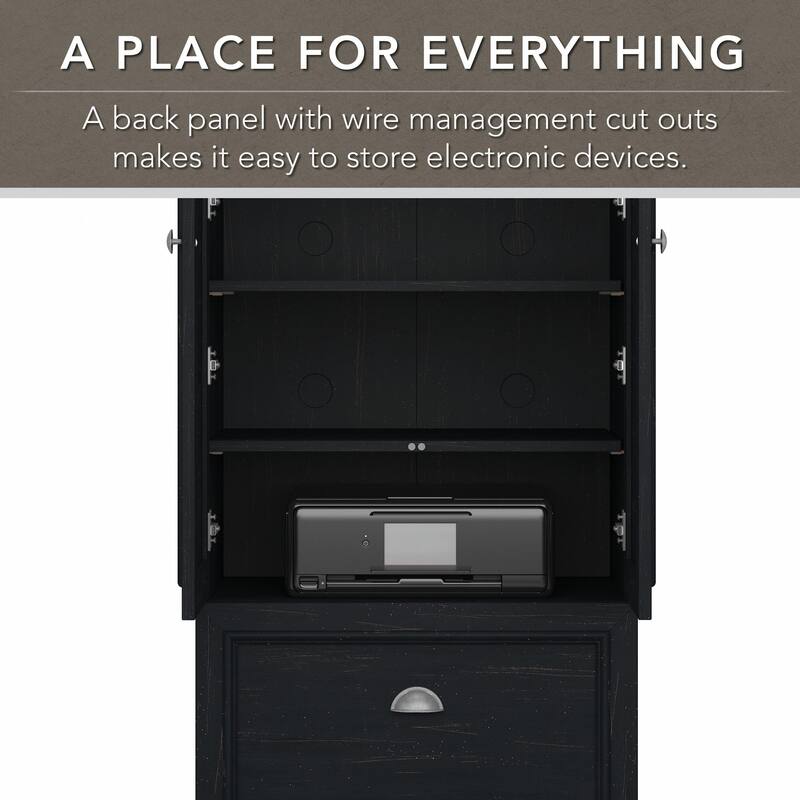 Fairview 60W L Shaped Desk and Storage Cabinet by Bush Furniture