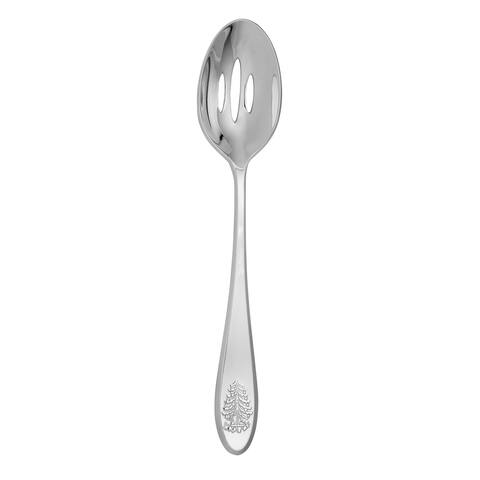 Spode Christmas Tree Slotted Spoon - Silver - 10 Inch