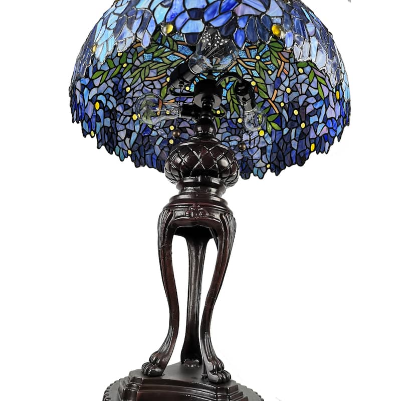 Glacy 20-inch Wisteria Design Stained Glass/Bronze Tiffany-Style Table Lamp