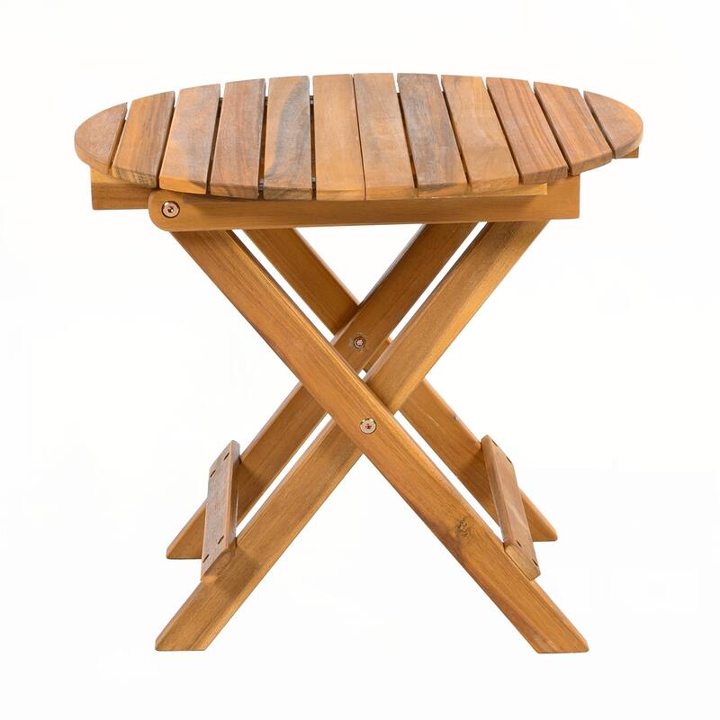 FOLDABLE AND ADJUSTABLE outdoor ACACIA WOOD SIDE TABLE (TEAK FINISH)