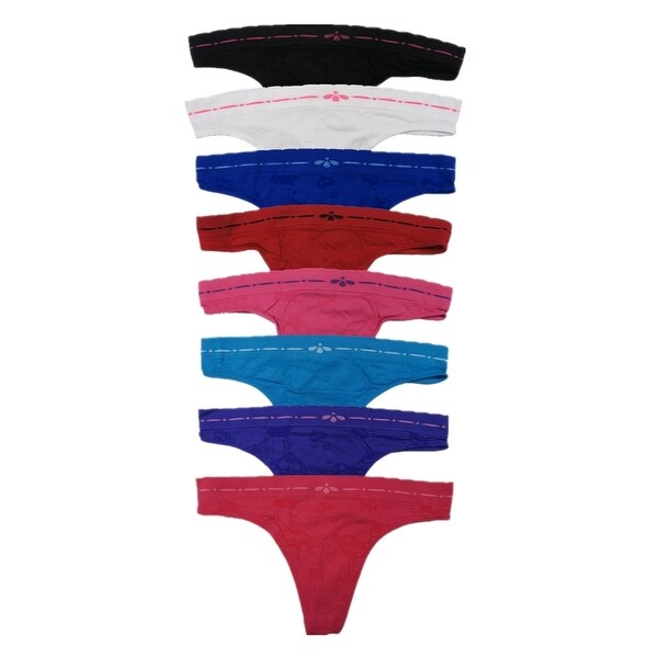 Women 6 Pack Seamless Solid Color Thong Panties