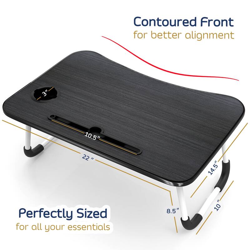Nestl Cut Plush Reading Pillow with Portable Lap Desk Stand for Laptop - Shredded Memory Foam Back Support Bed Rest Pillow