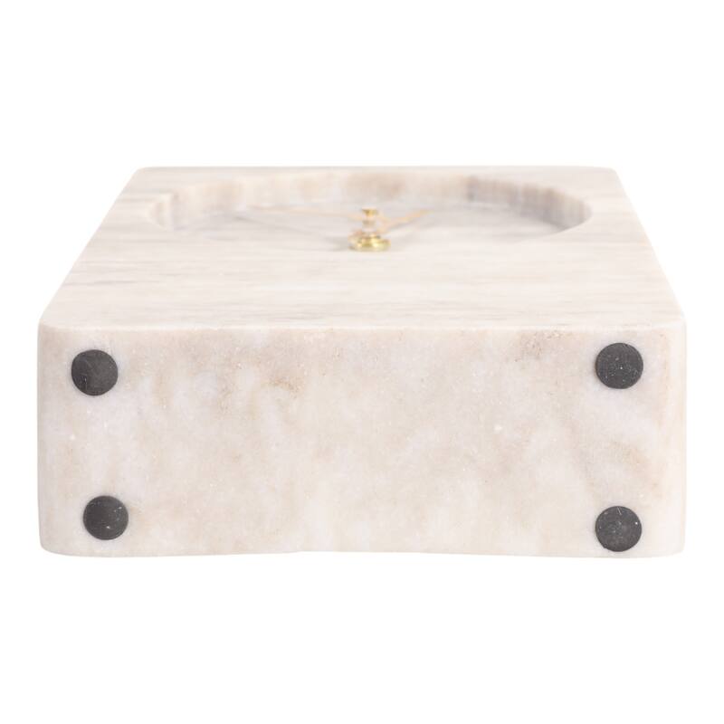 Modern Stone and Marble Clock with Contemporary Design - Beige