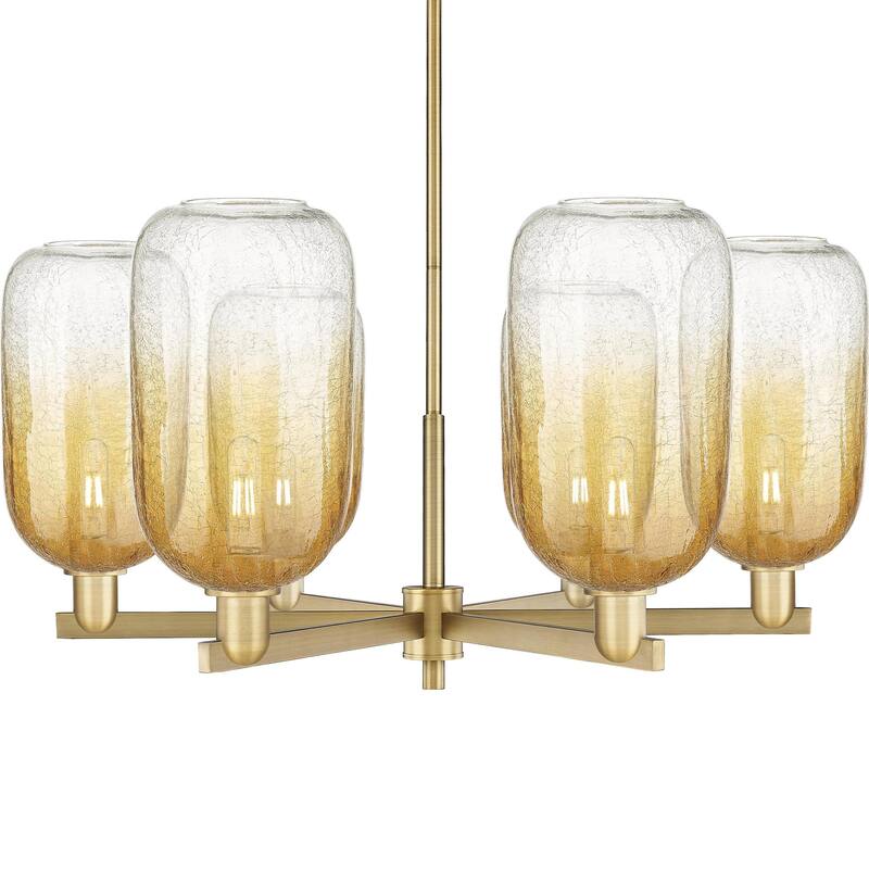 Innovations Lighting 716-6CR-17-24 Brookhaven Cloche Chandelier - Brushed Brass / Amber