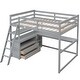 preview thumbnail 27 of 32, Wood Loft Bed Sturdy Frame with Desk and Shelves,2 Drawers,Full Size