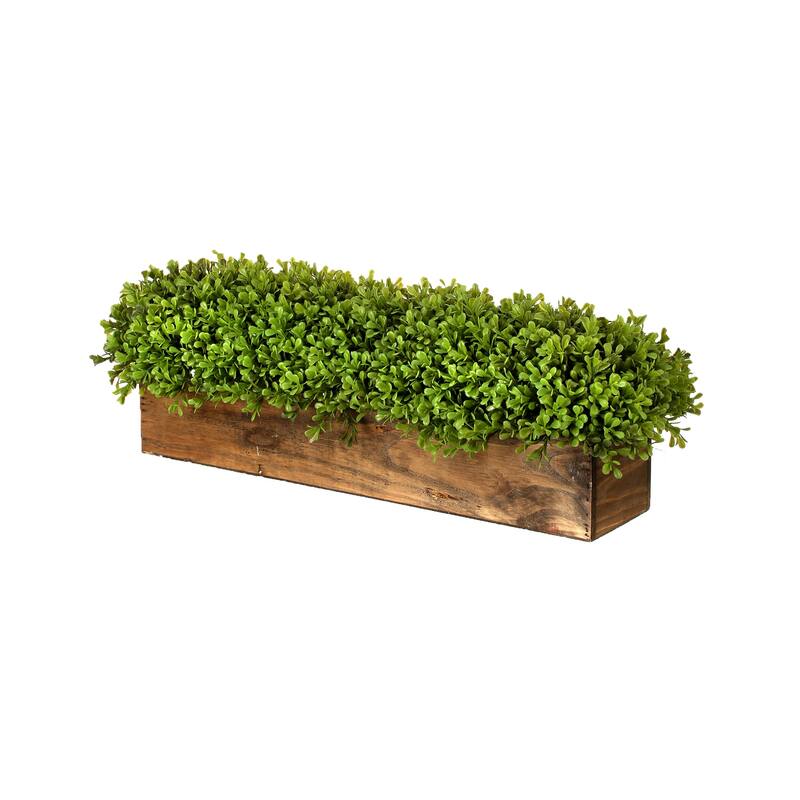 Plastic Spring Boxwood Rect Centerpiece N Wood 26" - 24"