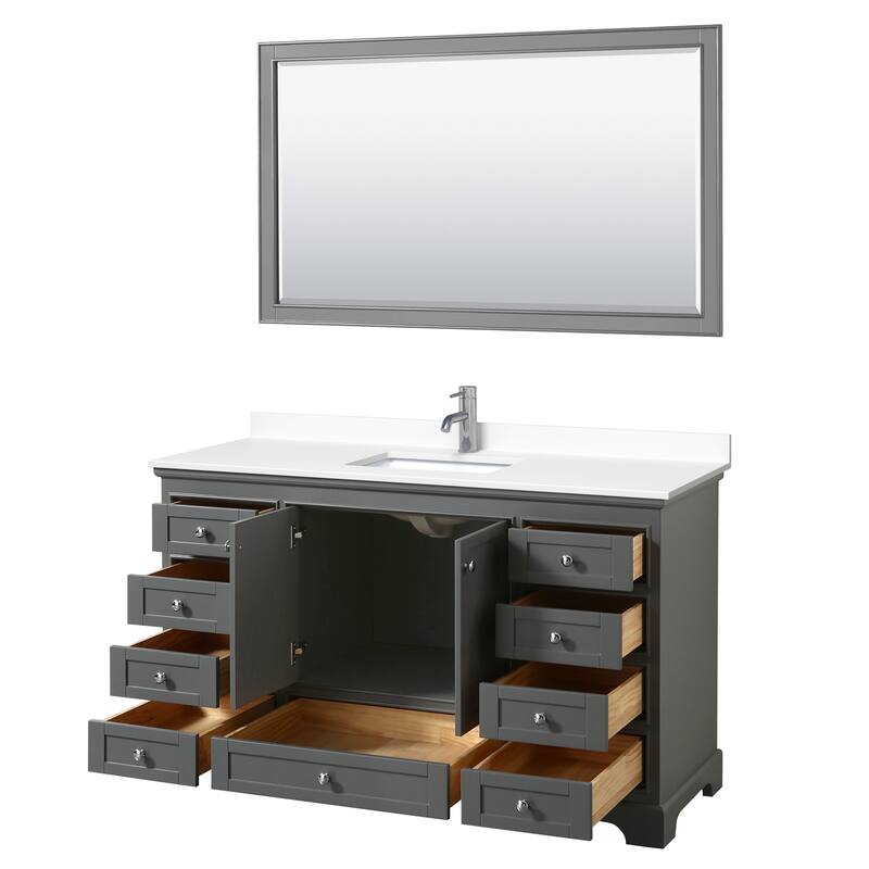 Deborah 60-inch Single Vanity, Cultured Marble Top, 58-inch Mirror