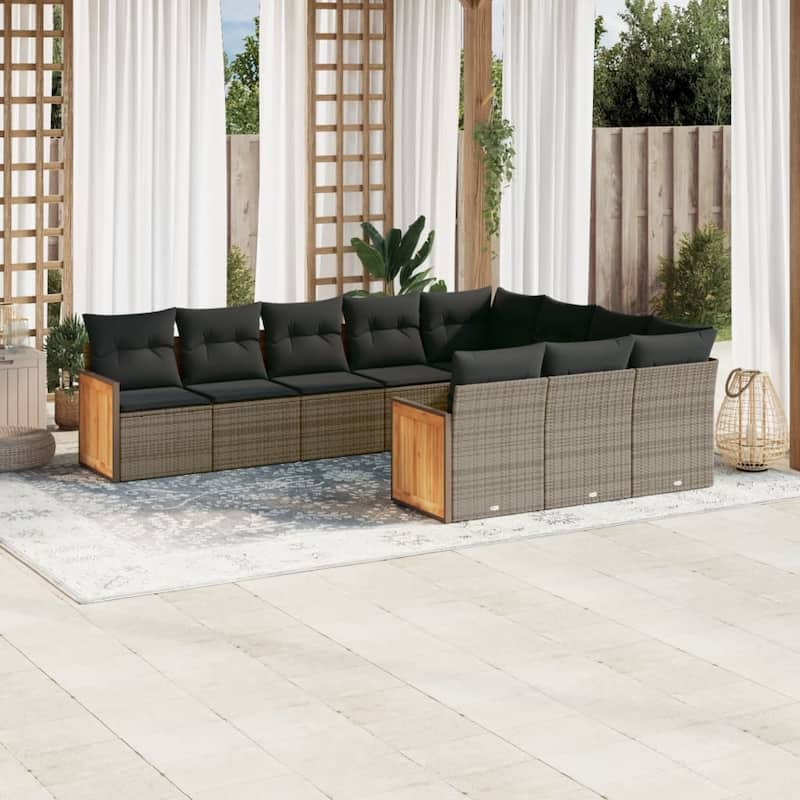 vidaXL Patio Sofa Set with Cushions Outdoor Conversation Furniture Poly Rattan