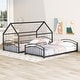 preview thumbnail 5 of 27, Artsy Friendly Design Twin over Twin Metal Kids House Bunk Bed with Built-in Slides and Climbing Ladders, Convertible, Black