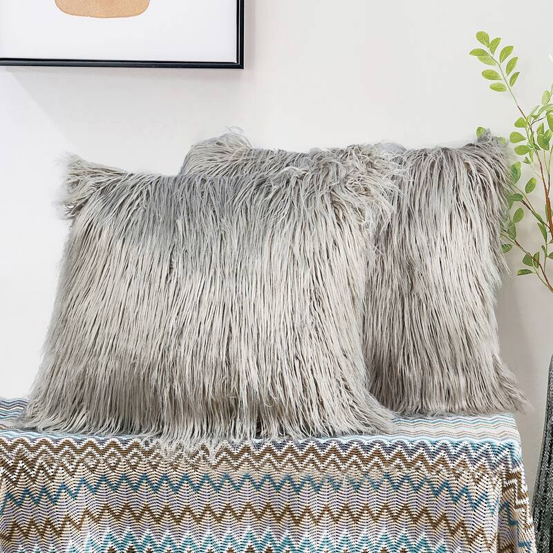 Karenne FauxFur Throw Pillow Covers (Set of 2), NO INSERT