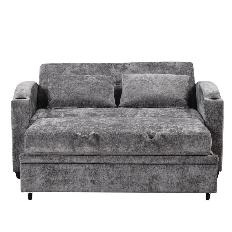 Versatile 3-in-1 Pull Out Sofa Bed with Adjustable Backrest, Loveseat Couch Bed Sofa Bed with Reclining Back