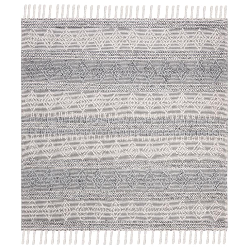 SAFAVIEH Handmade Natura Tora Wool Rug - 6' Square - Silver