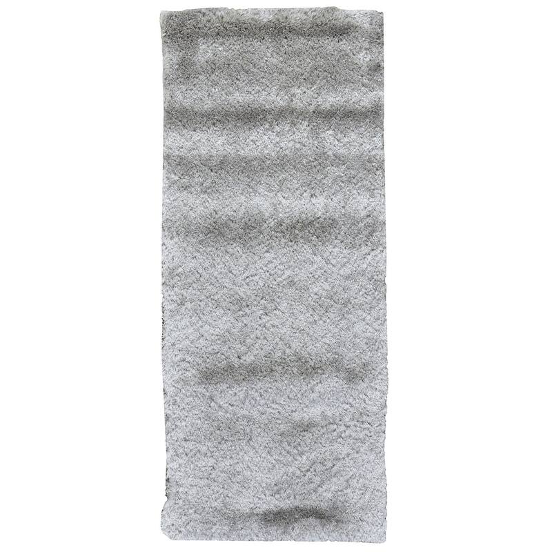 Feizy FZRG54708 Shag 2-1/2' x 6' Polyester Hand Tufted Solid Runner - Glistening Fog