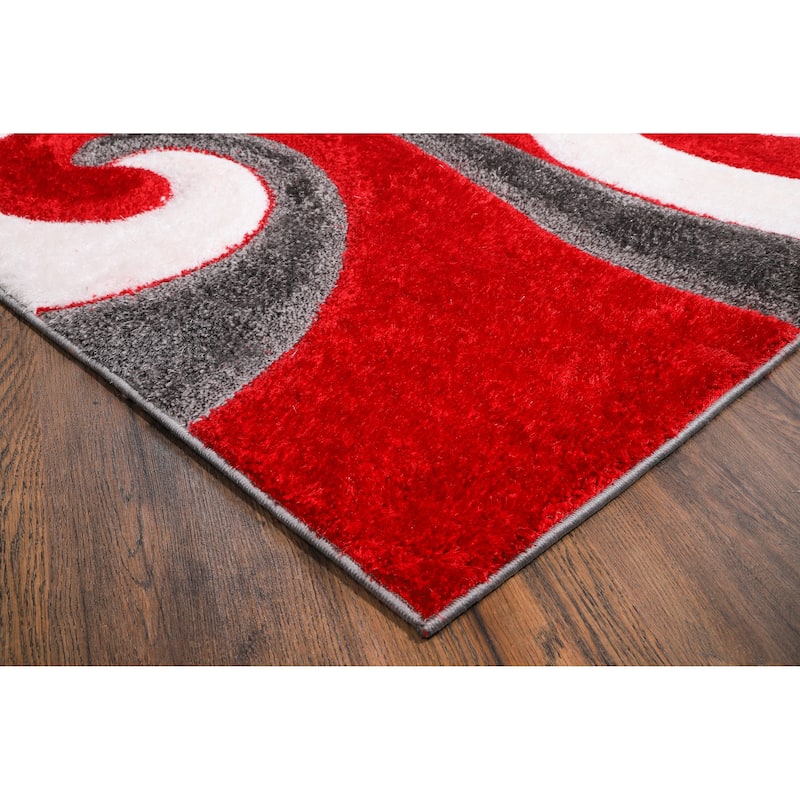 Santorini Collection Red/Grey Swirl Area Rug