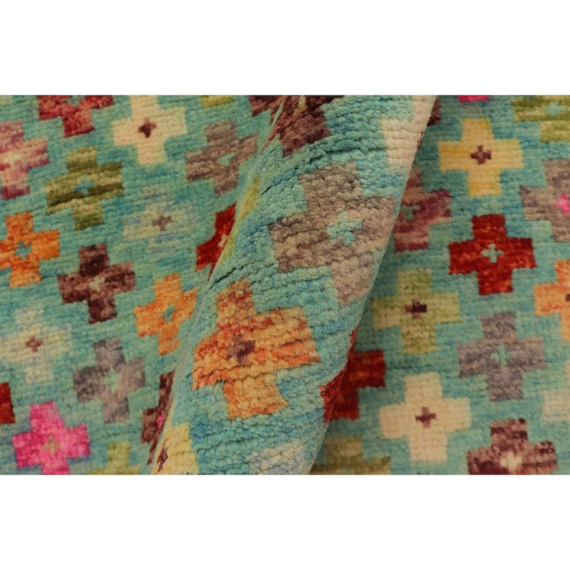 Boho Chic Balochi O'Connor Blue/Rust Hand Knotted Wool Rug - 3'2'' x 5'1''