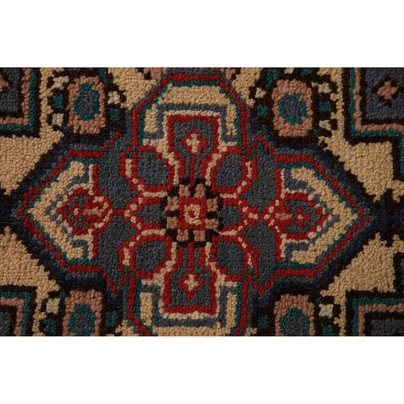 Blue Geometric Heriz Serapi Runner Rug Hand-Knotted Wool Carpet - 2'7"x 7'10"