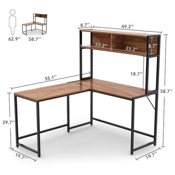 Shop L Shaped Desk With Hutch 55 Corner Computer Desk Overstock 26029854