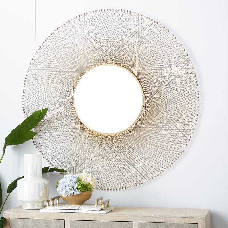Gold Metal Starburst Room Wall Mirror - 46 x 2 x 46Round - 46 x 2 x 46Round - Gold