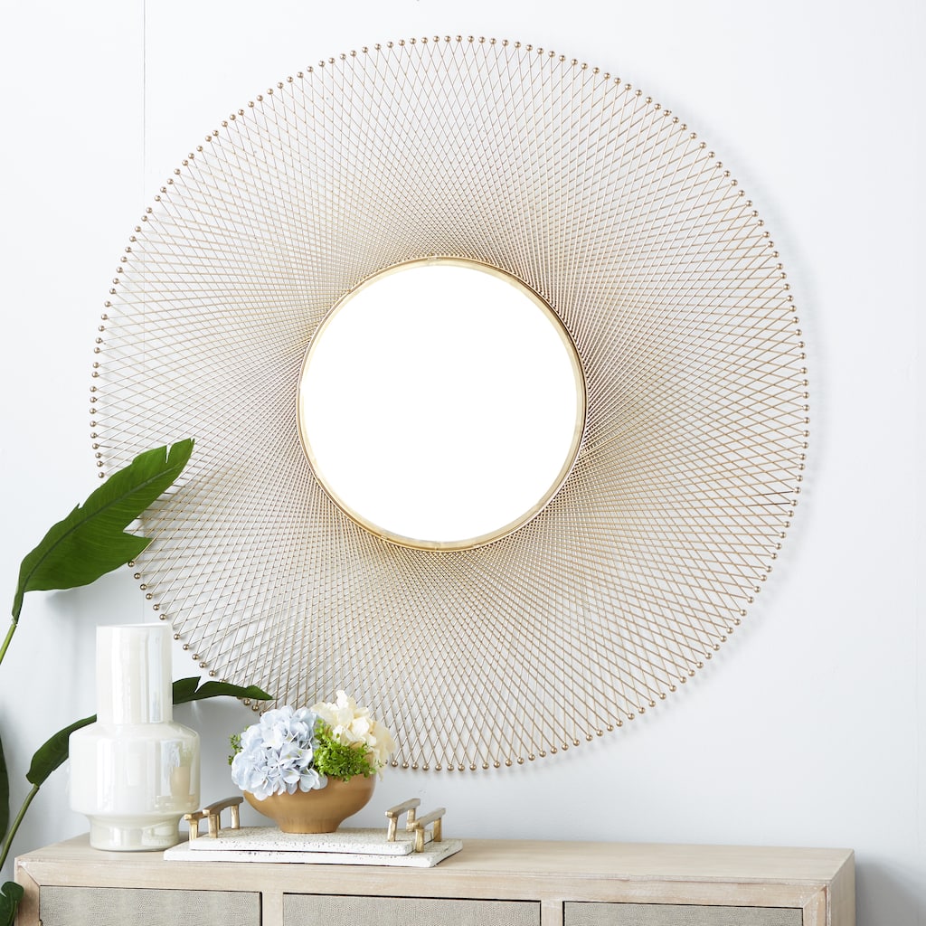 Gold Metal Starburst Room Wall Mirror - 46 x 2 x 46Round