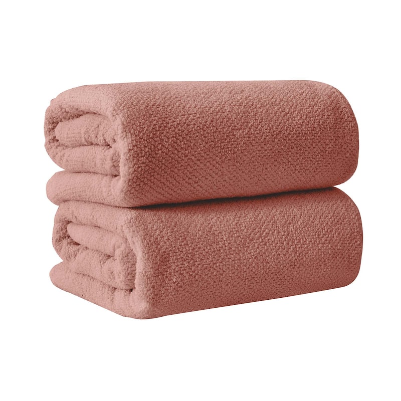 100% Cotton Acacia Collection Ultra Absorbant Popcorn Bath Towels - Bath Sheet (Pack of 2) - Desert Rose