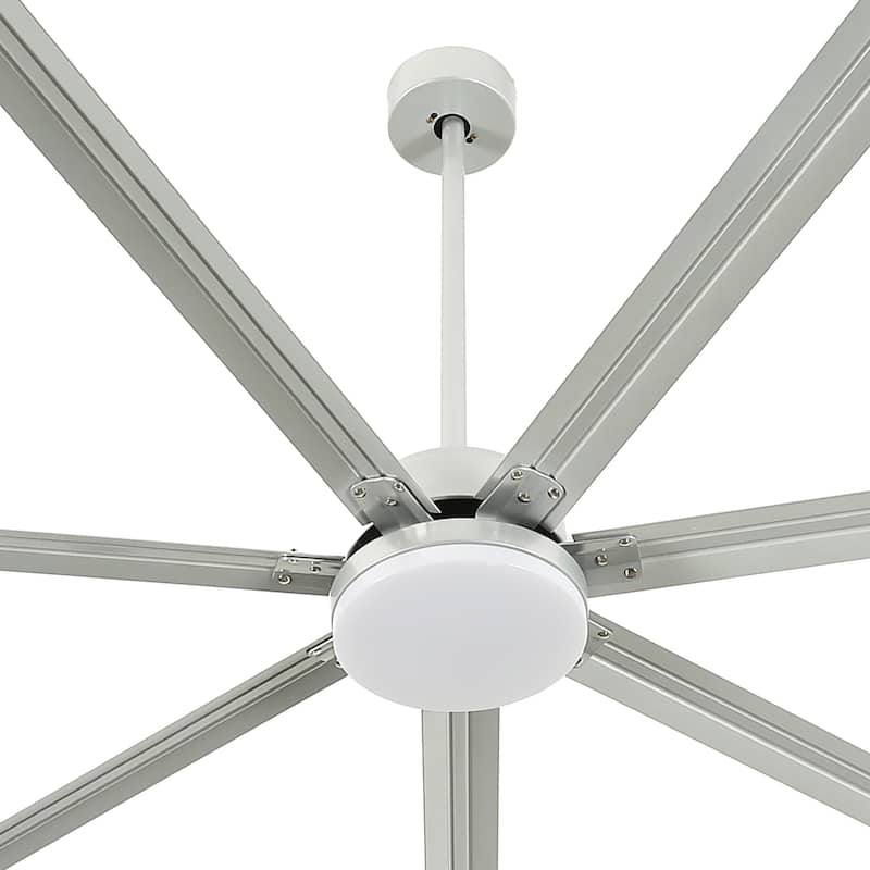 96 Inch Industrial Ceiling Fan with Light 7 Aluminum Blades and 6 Speed Remote Black