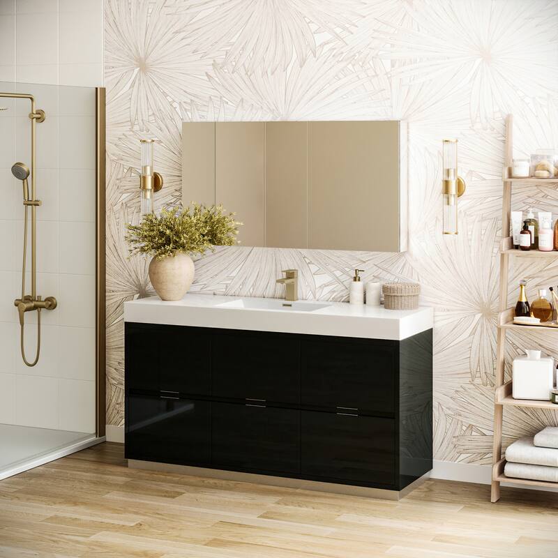 Fresca Senza 60" Single Vanity Set with Wood Cabinet and Acrylic