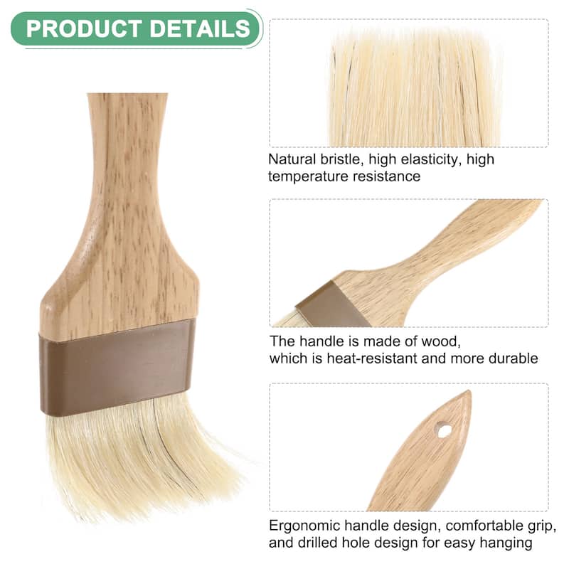 2-Pack Pastry Brush, Wooden Handle Natural Bristle Basting Brush - 1.96"