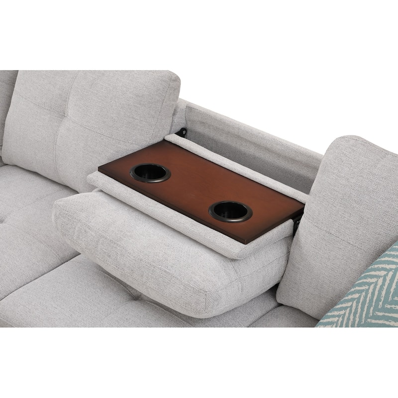 4-piece Modular Sectional Sofa with Storage Ottoman and Pillows