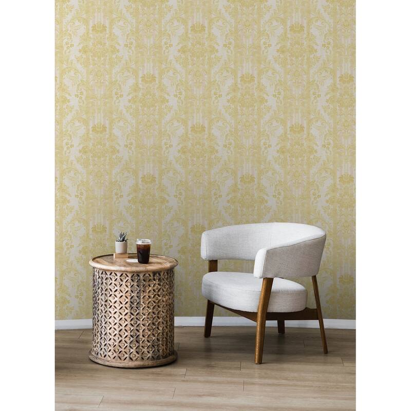 Seabrook Designs Enora Striped Damask Unpasted Wallpaper