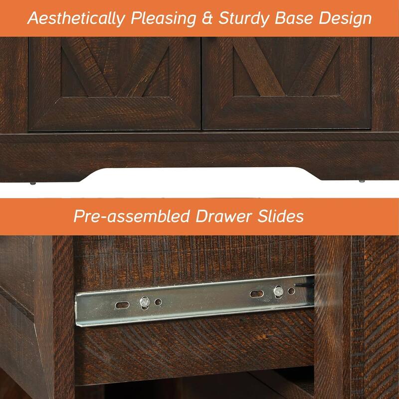 Farmhouse Entertainment Center with Storage Barn Door Cabinet for 50"-130" TVs