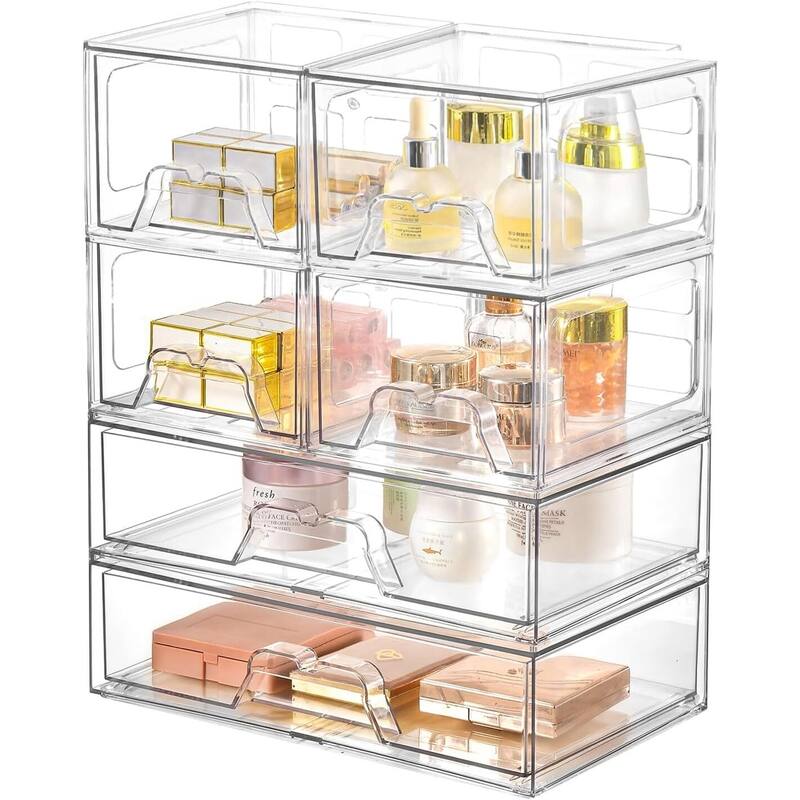 Stackable Makeup Organizer Storage Drawers Set of 6