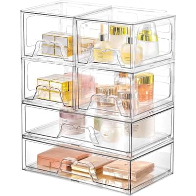 Stackable Makeup Organizer Storage Drawers Set of 6
