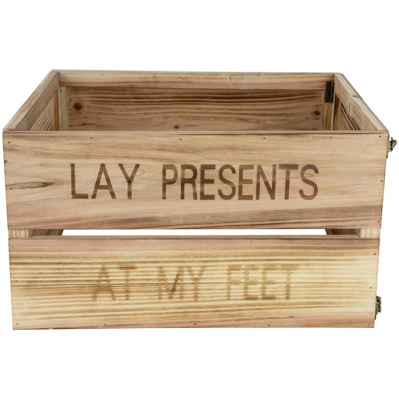 18" Wood Crate "Lay Presents at My Feet" Christmas Tree Collar - 18