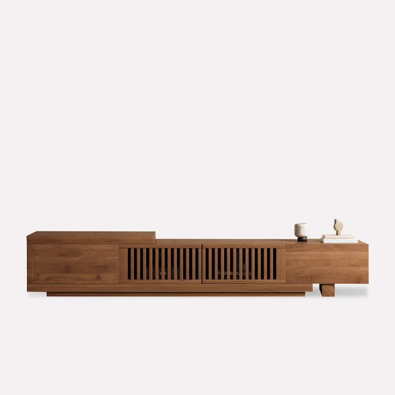 78.54 Inch Expandable TV Stand Asymmetrical Modern Design, High Quality Manufactured Wood - 78.54"Wx15.74"Dx13.78"H