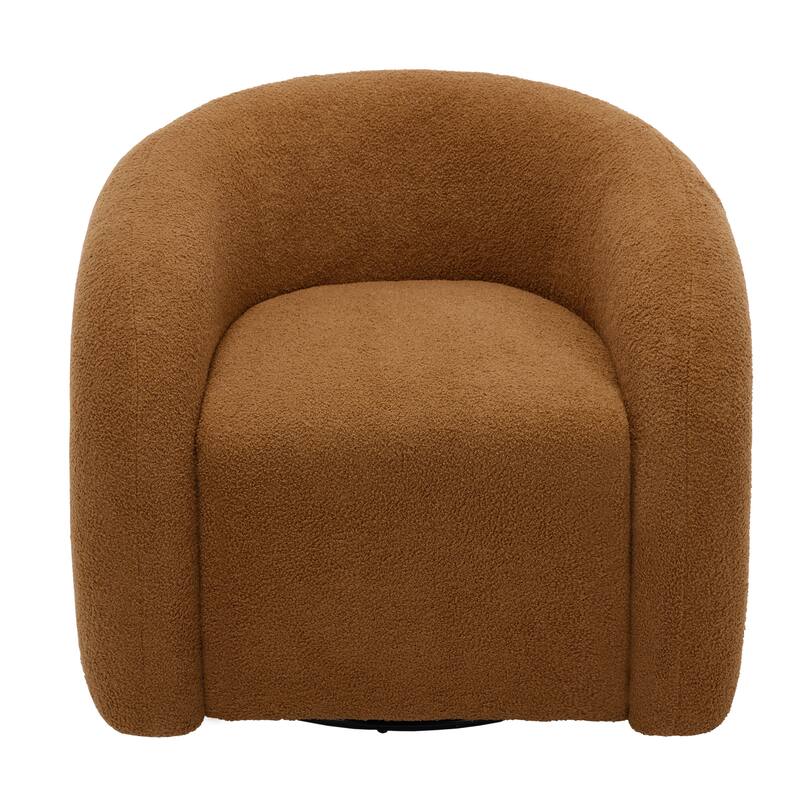 Set of 2 Boucle Upholstered Swivel Accent Barrel Chairs