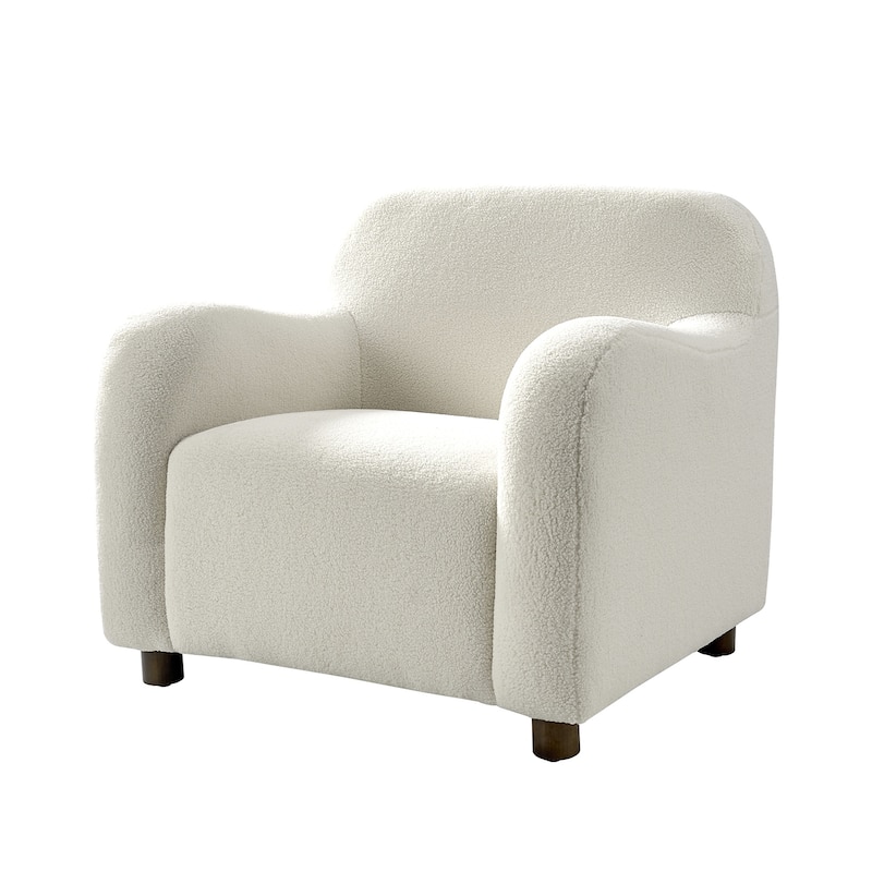 Wayne 35" Wide Boucle Upholstered Teddy Accent Chair with Solid Wood Legs by HULALA HOME