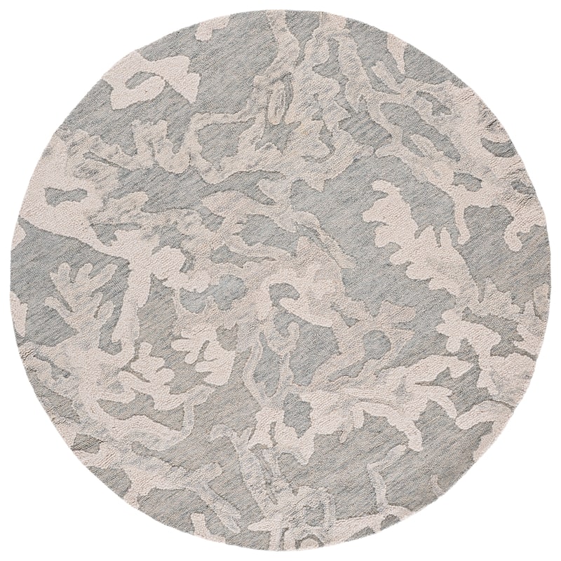 SAFAVIEH Handmade Harvest Aurianne Wool Rug - 6' Round - Light Grey/Ivory