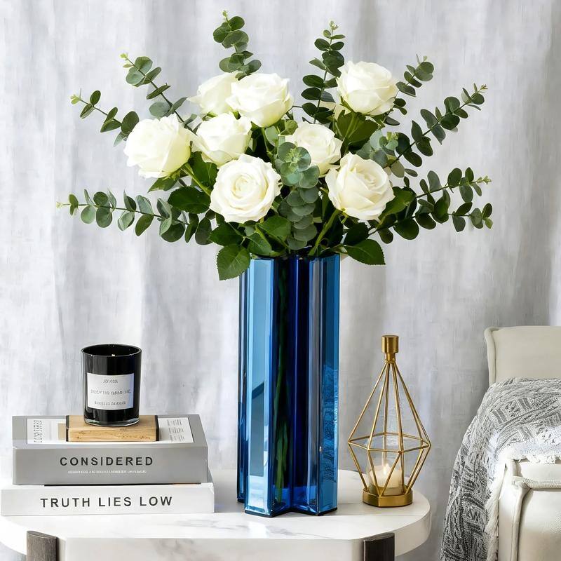 X-Shaped Handmade Mirrored Glass Table Vase