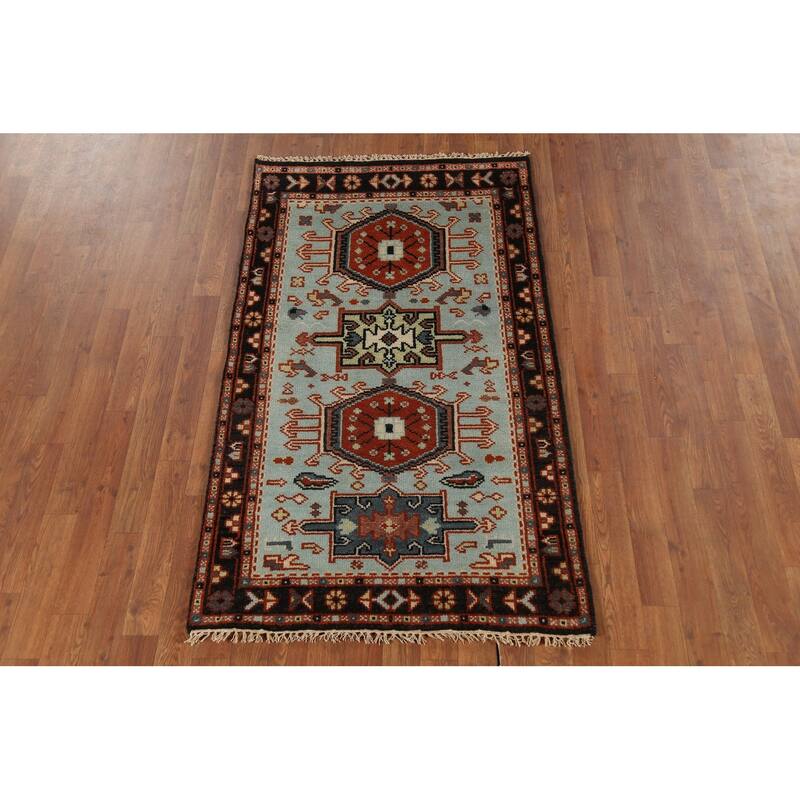 Khotan Indian Accent Rug Hand-Knotted Wool Carpet - 2'11"x 5'1"
