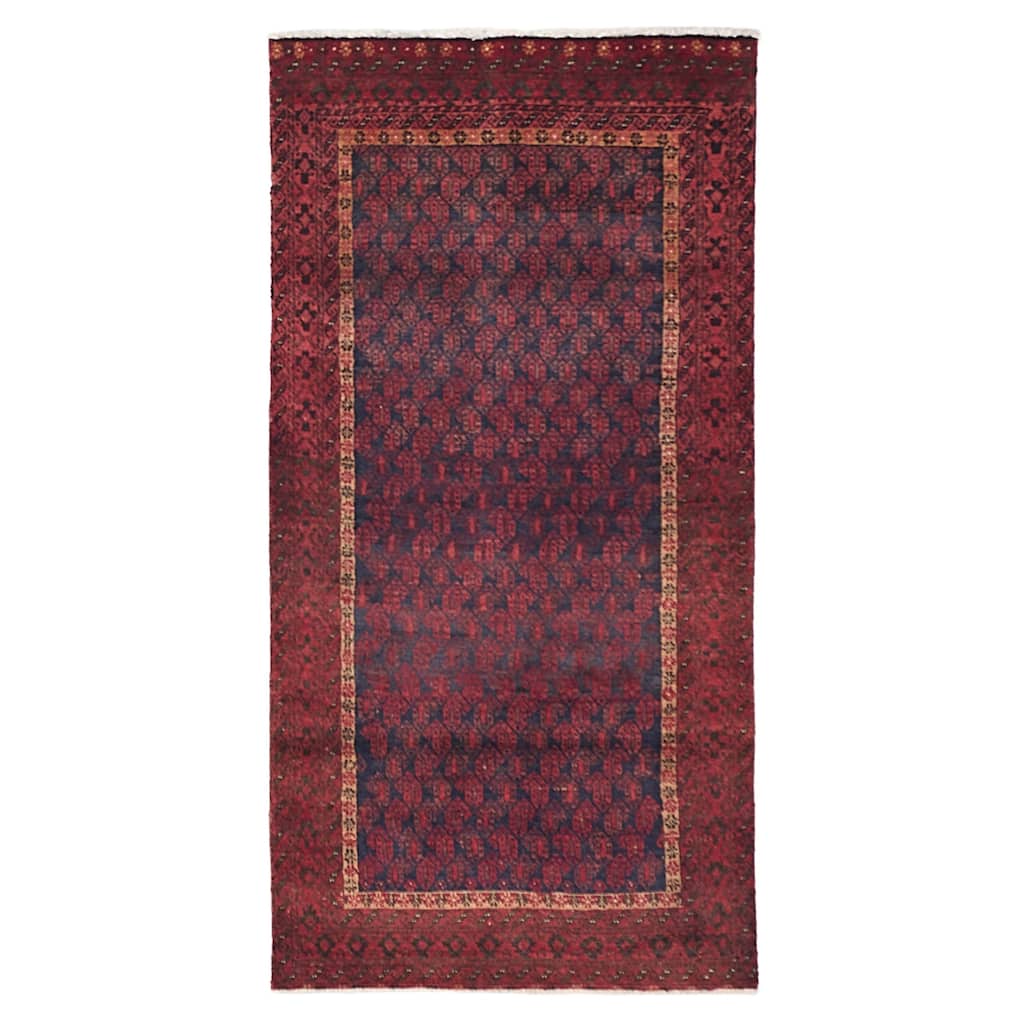 ECARPETGALLERY Hand-knotted Baluch Dark Navy, Red Wool Rug - 2'11 x 5'11