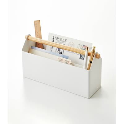 Yamazaki Home Tosca Desk Organizer - Stationary Holder For Office & School Supplies - Caddy - Steel + Wood
