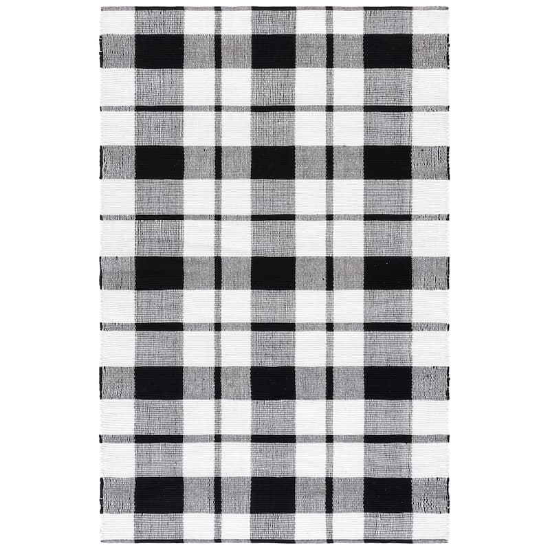 SAFAVIEH Handmade Montauk Kiruschka Country Floral Cotton Rug - 4' x 6' - Black/Ivory