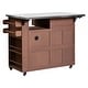 preview thumbnail 37 of 53, Extendable Solid Wood Kitchen Island with Stainless Top Drawers and Wheels