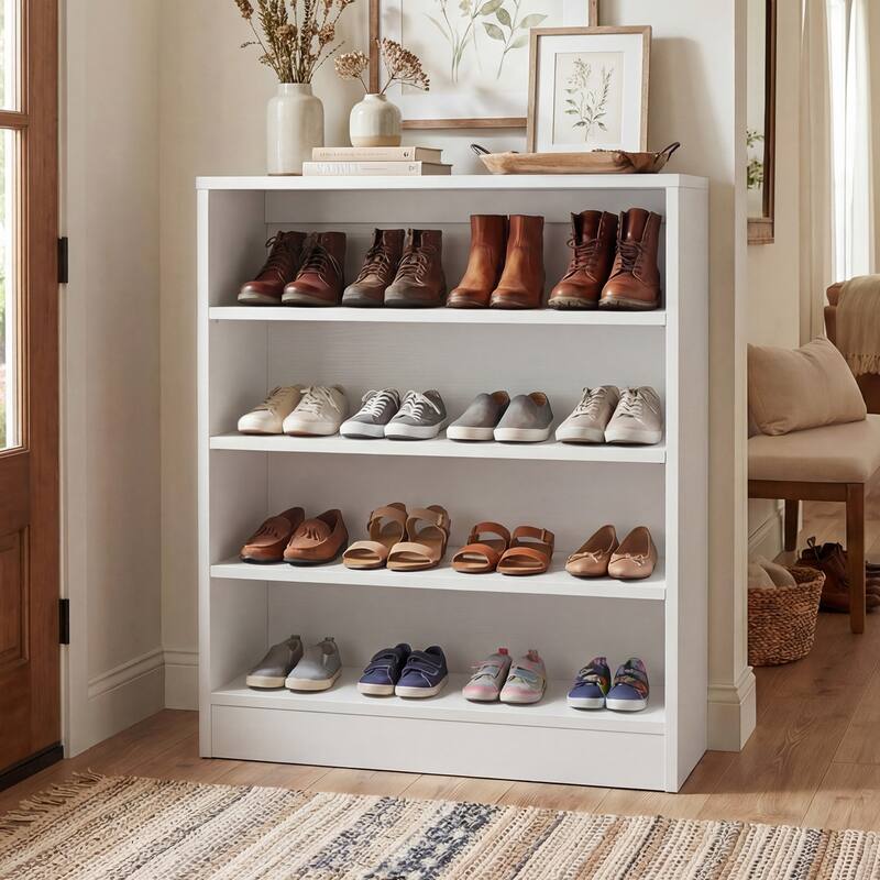Cimly 45 Pairs Tall Shoe Cabinet, 9-Tier Wooden Shoe Storage Organizer with Adjustable Shelves - White - 5-Tier