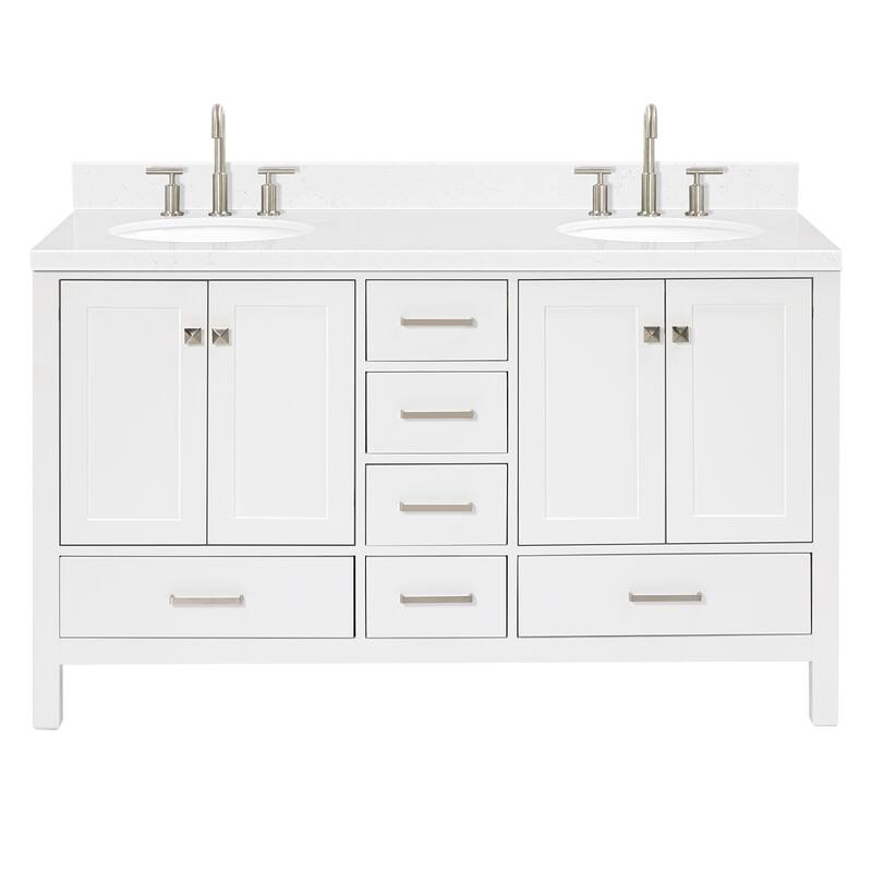 Ariel A060DCQOVO Cambridge 60" Free Standing Double Basin Vanity Set - White