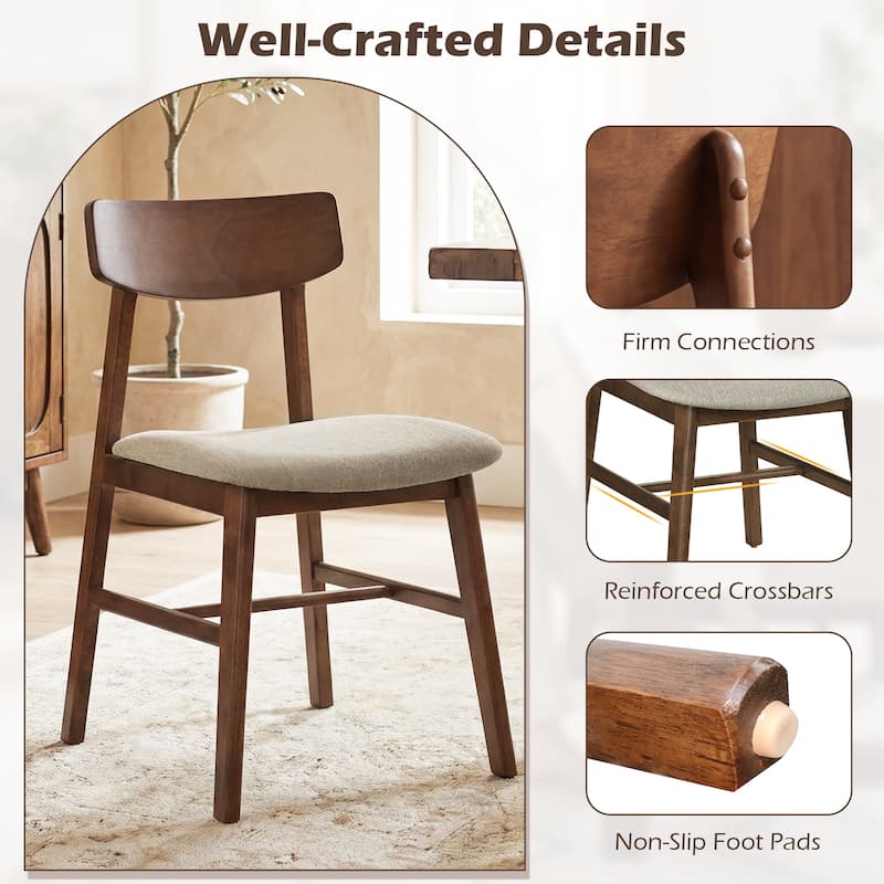 Gymax 4PCS Dining Chairs w/Curved Backrest Linen Fabric Upholstered