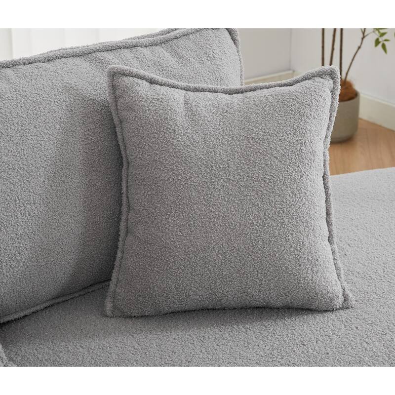 133" Lamb Velvet Convertible Sleeper Sofa with 7 Pillows (3 Back + 4 Throw), Foldable Gaming Bed Design