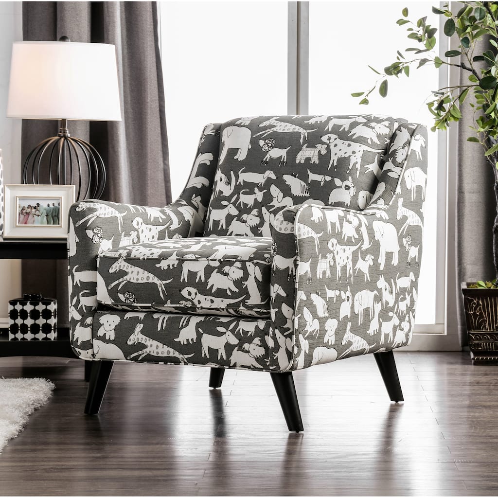 Huma Transitional Ivory Chenille Pet Print Accent Chair by Furniture of America